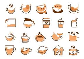 Coffee Cup Logo Icon Element Set vector