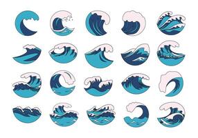 Circle Of Ocean Waves Element Set vector