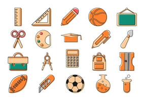 School Icon Illustration Element Set vector
