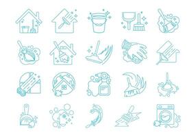 Cleaning Service Logo Line Element Set vector