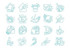 Cleaning Service Logo Line Element Set vector