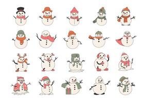 Christmas Snowman Illustration Element Set vector