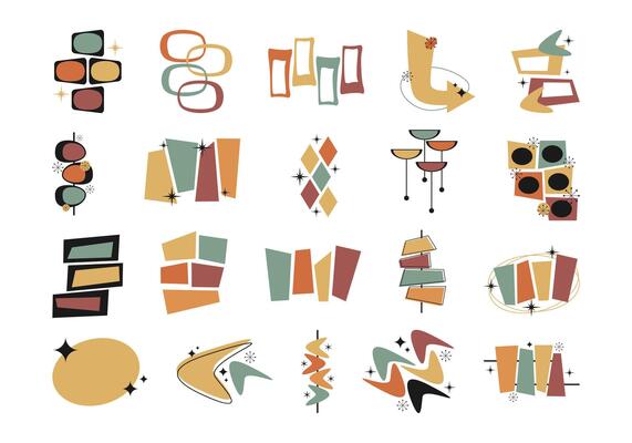 Retro Vintage Mid Century Element Set