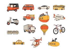 Transportation Vehicle Illustration Element Set vector