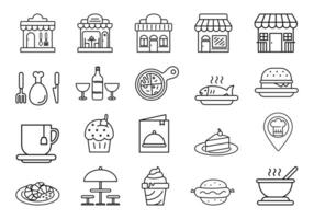 Restaurant Line Icon Element Set vector