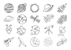 Space Line Icon Element Set vector