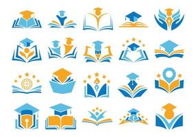 Educational School Logo Icon Element Set vector