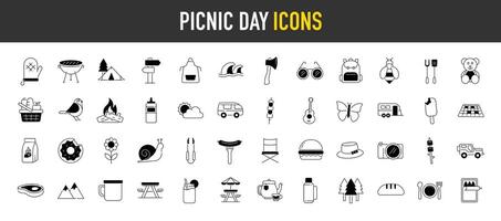 Picnic and outdoor icon illustration set vector