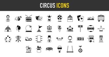 Amusement Park minimal web icon set. Included the icons as Rollercoaster, Carousel, Circus, Ferros Wheel and more. Icons collection. Simple vector