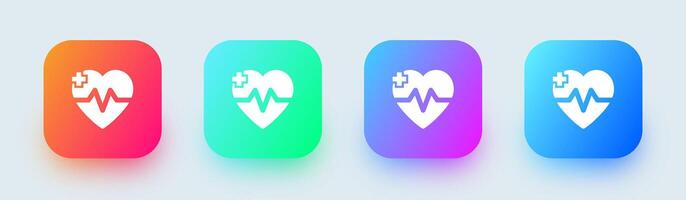 Heart beat solid icon in square gradient colors. Health signs illustration. vector