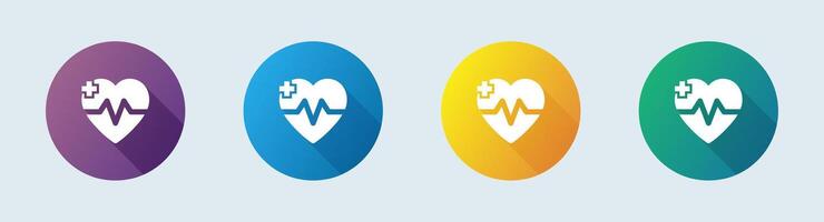 Heart beat solid icon in flat design style. Health signs illustration. vector