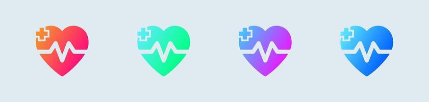 Heart beat solid icon in gradient colors. Health signs illustration. vector