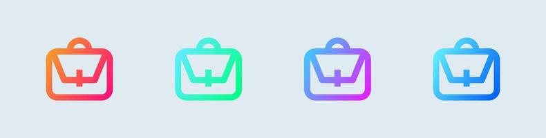 Briefcase line icon in gradient colors. Business signs illustration. vector