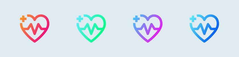 Heart beat line icon in gradient colors. Health signs illustration. vector