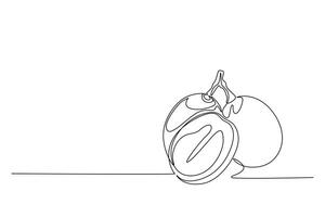 Continuous one line drawing healthy sweet organic grape for vineyard logo identity. Fresh tropical fruitage concept for fruit orchard garden icon. Single line draw design graphic illustration vector