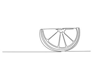 continuo uno línea dibujo de rebanado sano orgánico naranja para huerta logo identidad. Fresco salpicado verano frutaje concepto para Fruta bebida icono. soltero línea dibujar diseño gráfico ilustración vector