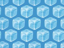 Ice cube seamless pattern on blue background vector