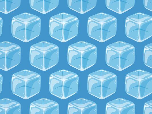 Ice cube seamless pattern on blue background
