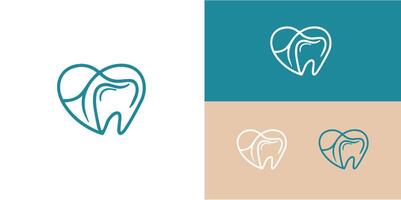 diente dientes dentista dental odontología corazón amor logo diseño Pro estilo vector