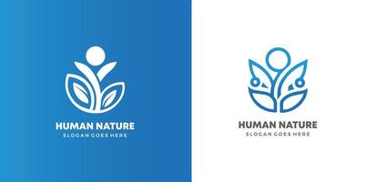 Human People Together Nature Leaves Abstract Illustration Logo Icon Design Template Element Pro style vector