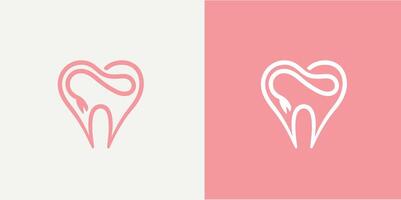 diente dientes dentista dental odontología corazón amor logo diseño Pro estilo vector