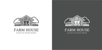 house farm logo design line art style and Pro SVG vector