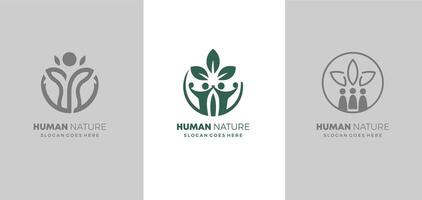 Human People Together Nature Leaves Abstract Illustration Logo Icon Design Template Element Free style vector