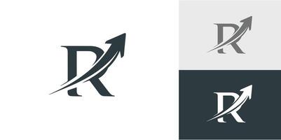 Letter R Arrow Logo Design Pro style and Pro SVG vector