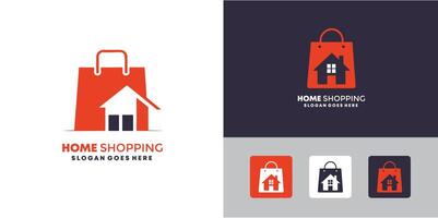 Shopping Bag Store Gift Buy Retail Sale Home House Building Architecture Simple Logo Design pro style vector