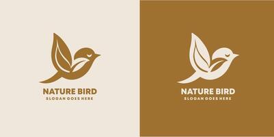 Nature bird logo with bird and leaf design Free style and Free SVG vector