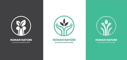 Human People Together Nature Leaves Abstract Illustration Logo Icon Design Template Element Free style vector