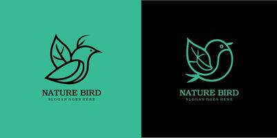 Nature bird logo with bird and leaf design Free style and Free SVG vector