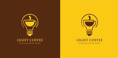 frijol y ligero bulbo café idea logo diseño Pro svg vector