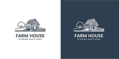 house farm logo design line art style and Free SVG vector