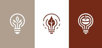 frijol y ligero bulbo café idea logo diseño gratis svg vector