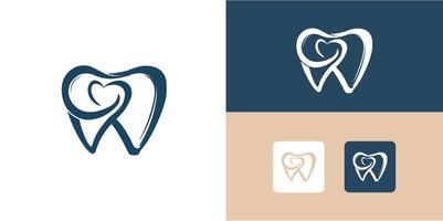 diente dientes dentista dental odontología corazón amor logo diseño Pro estilo vector