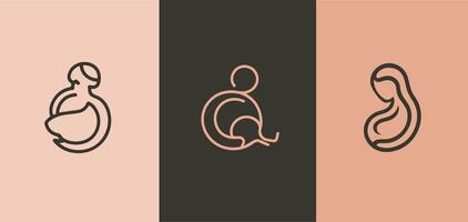 Pregnancy logo design template with line art style Premium design vector