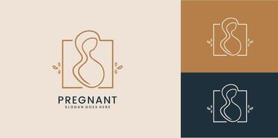 Pregnancy logo design template with line art style Premium design vector