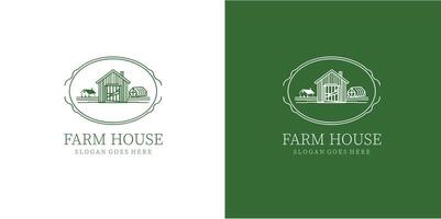 house farm logo design line art style and Free SVG vector
