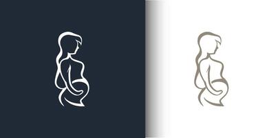 el embarazo logo diseño modelo con línea Arte estilo prima diseño vector