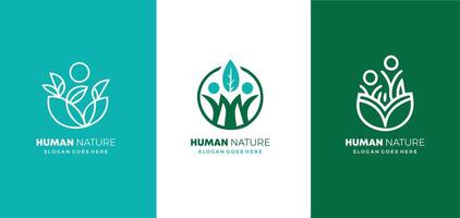 Human People Together Nature Leaves Abstract Illustration Logo Icon Design Template Element Free style vector