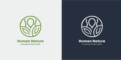 Human People Together Nature Leaves Abstract Illustration Logo Icon Design Template Element Pro style vector