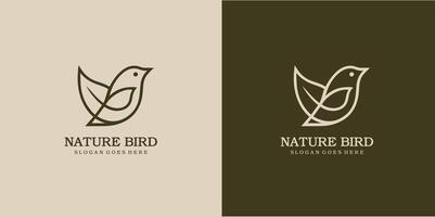 Nature bird logo with bird and leaf design Free style and Free SVG vector