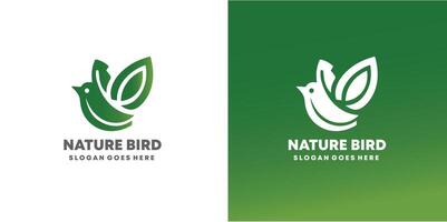 Nature bird logo with bird and leaf design Pro style and Pro SVG vector