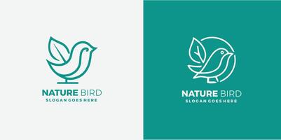 Nature bird logo with bird and leaf design Pro style and Pro SVG vector