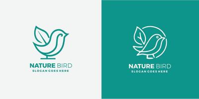 Nature bird logo with bird and leaf design Pro style and Pro SVG vector