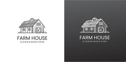 house farm logo design line art style and Pro SVG vector