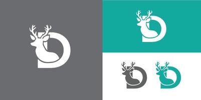 D initial letter with deer horn Free concept and Pro SVG vector