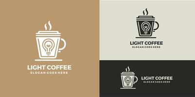 frijol y ligero bulbo café idea logo diseño Pro svg vector