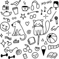 Set of cute doodle simple elements for stationery vector